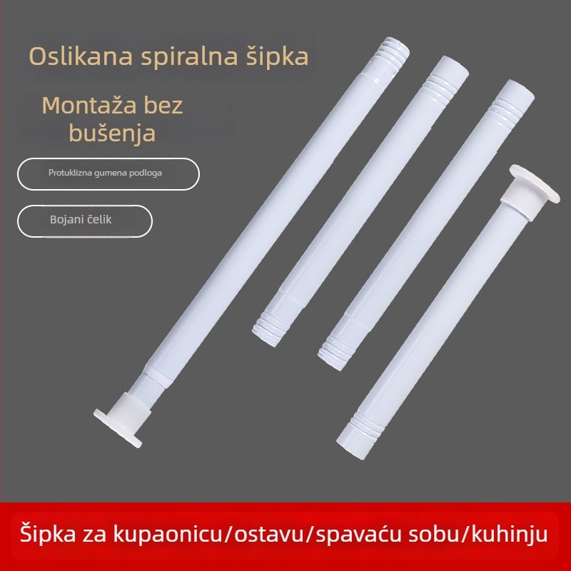 Univerzalna balkonska šipka za zavjese u spavaćoj sobi, bez bušenja, višefunkcionalna, obojena spiralna spojna šipka