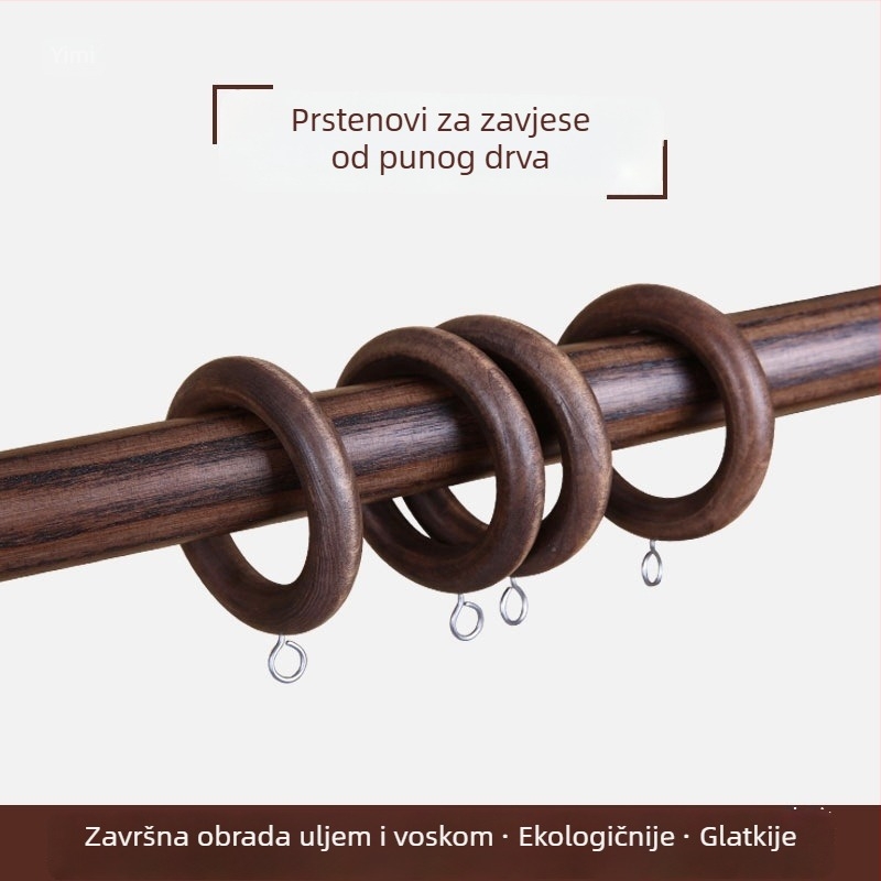 Držač zavjesa od masivnog drveta – dugački rimski stil, nordijsko gornje i bočno postavljanje, retro minimalistički dizajn za spavaću sobu