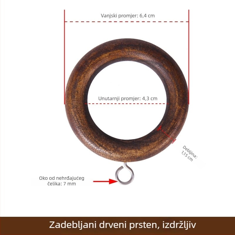 Držač zavjesa od masivnog drveta – dugački rimski stil, nordijsko gornje i bočno postavljanje, retro minimalistički dizajn za spavaću sobu