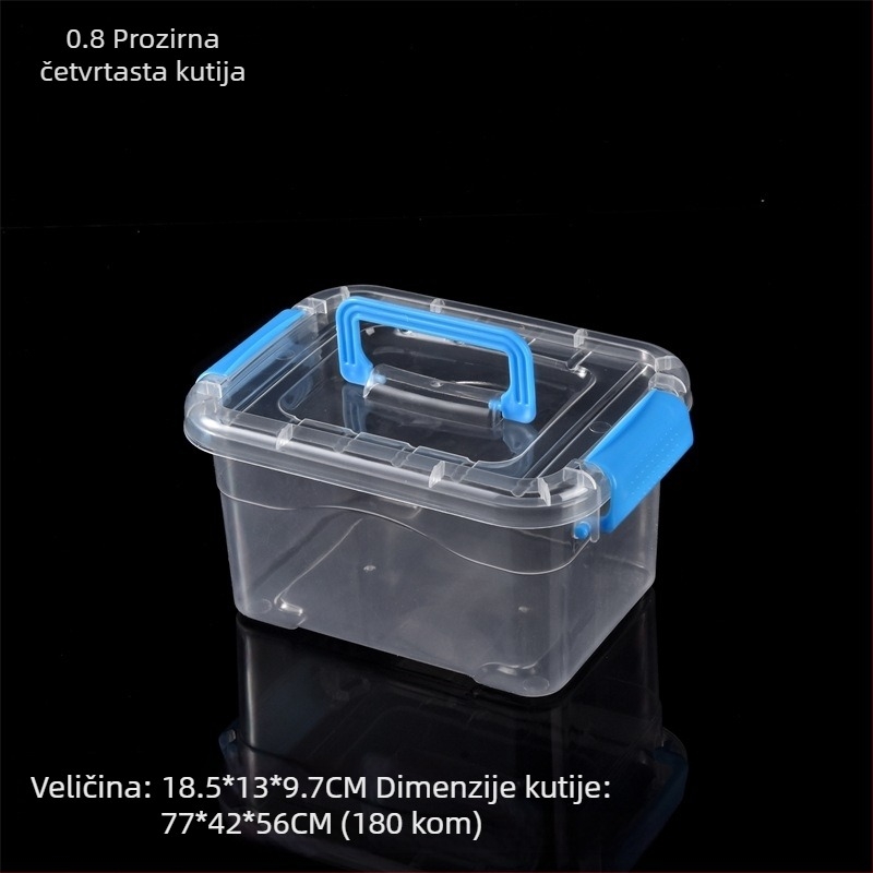 Prozirna PP plastična kutija za skladištenje s poklopcem, prijenosna, dostupna u veličinama velika, srednja i mala, za igračke, odjeću, kozmetiku i ostale predmete