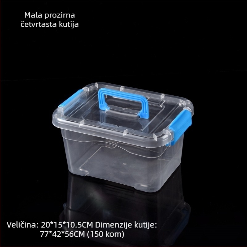Prozirna PP plastična kutija za skladištenje s poklopcem, prijenosna, dostupna u veličinama velika, srednja i mala, za igračke, odjeću, kozmetiku i ostale predmete