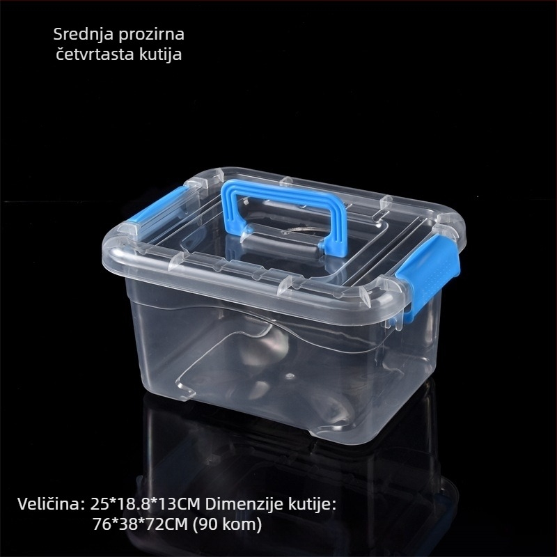 Prozirna PP plastična kutija za skladištenje s poklopcem, prijenosna, dostupna u veličinama velika, srednja i mala, za igračke, odjeću, kozmetiku i ostale predmete