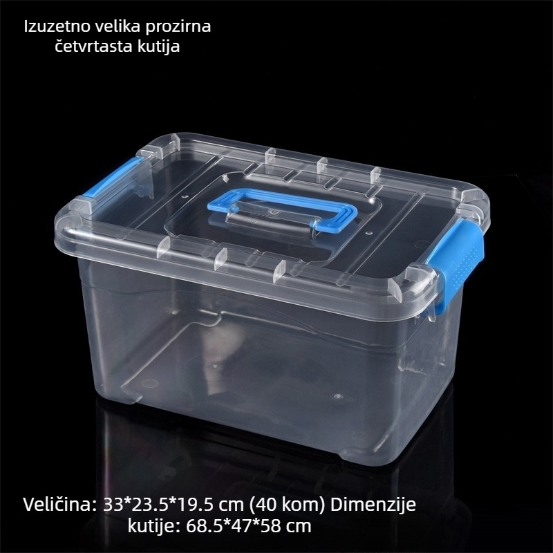 Prozirna PP plastična kutija za skladištenje s poklopcem, prijenosna, dostupna u veličinama velika, srednja i mala, za igračke, odjeću, kozmetiku i ostale predmete