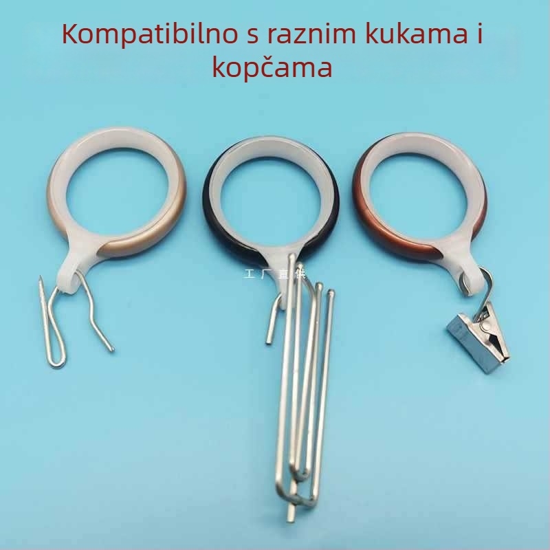 Set prstenova za zavjese za rimske šipke – okrugli prsteni s kukama i pričvršnim kopčama