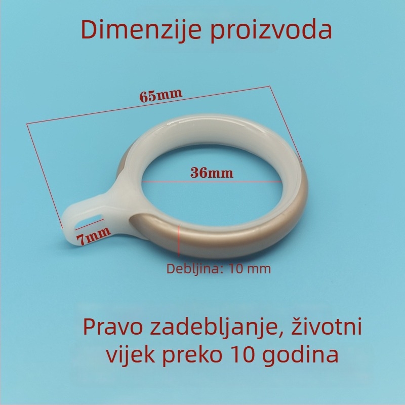 Set prstenova za zavjese za rimske šipke – okrugli prsteni s kukama i pričvršnim kopčama