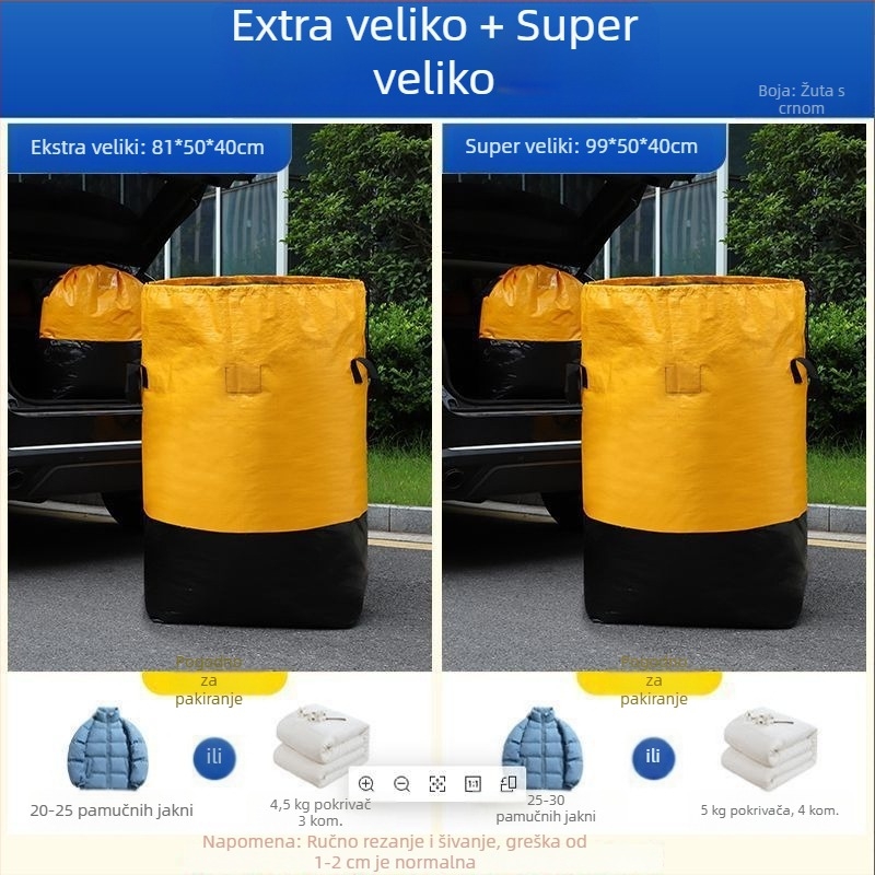 Vodootporna tkaninska torba za preseljenje i skladištenje, velikog kapaciteta