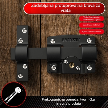 Brava za vrata sa zasunom, staromodni protivprovalni mehanizam, za glavni ulaz i vrata sobe, s ključem
