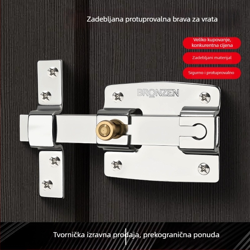 Brava za vrata sa zasunom, staromodni protivprovalni mehanizam, za glavni ulaz i vrata sobe, s ključem