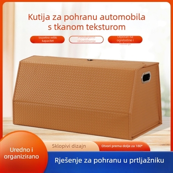 Kožna kutija za organizaciju prtljažnika automobila s preklopnim poklopcem, sklopiva kutija za pohranu