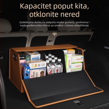 Kožna kutija za organizaciju prtljažnika automobila s preklopnim poklopcem, sklopiva kutija za pohranu
