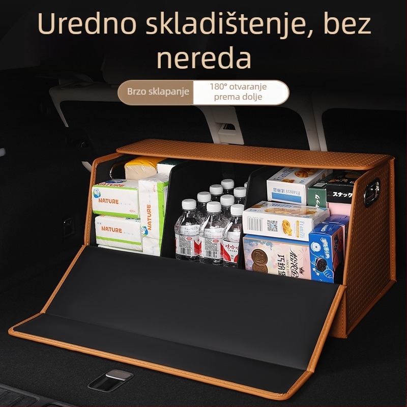 Kožna kutija za organizaciju prtljažnika automobila s preklopnim poklopcem, sklopiva kutija za pohranu