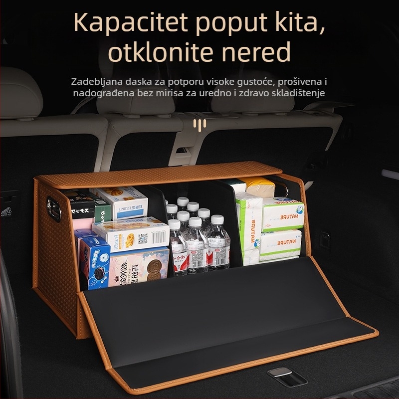 Kožna kutija za organizaciju prtljažnika automobila s preklopnim poklopcem, sklopiva kutija za pohranu
