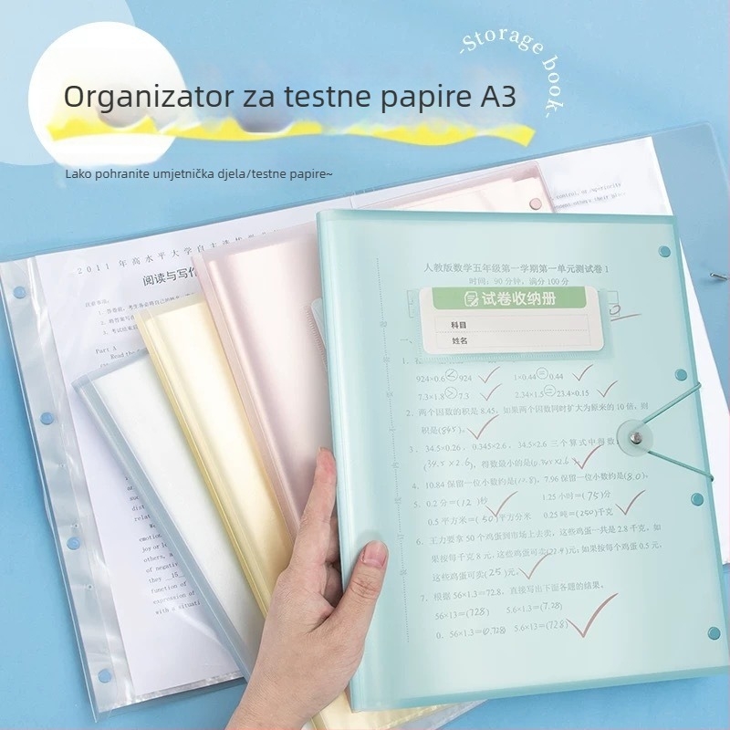 A3 organizator za ispite, veliki kapacitet, višeslojni PP spremnik za dokumente, Model 010, 30 stranica, Šifra Jx0013
