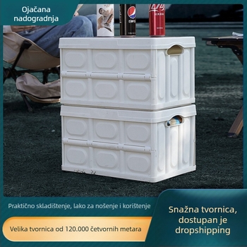 Dacheng Sklopiva Kutija za Kampiranje s Drvenim Poklopcem, Organizator Prtljažnika Automobila
