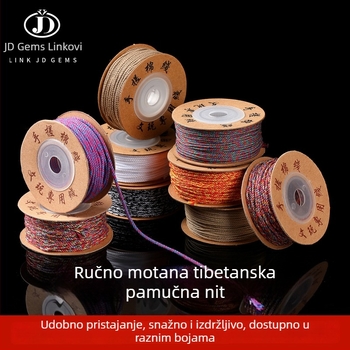 Jingde Jewelry tibetanskog stila ručno uvijani pamuk konac za narukvicu, DIY nakit, pleteni konac s resicama, otporan na habanje