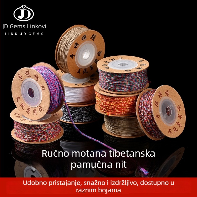 Jingde Jewelry tibetanskog stila ručno uvijani pamuk konac za narukvicu, DIY nakit, pleteni konac s resicama, otporan na habanje