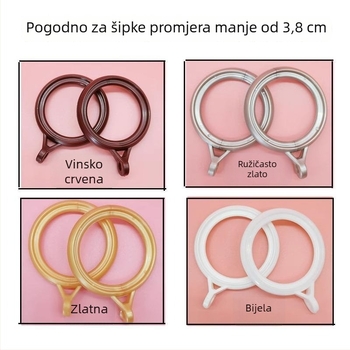 Set zavjesnih prstena s kukama i visećim prstenima za rimski štap