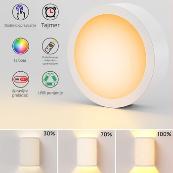 LED unutarnja zidna svjetiljka s RGB ambijentalnim osvjetljenjem za spavaću sobu, uz krevet, stubište i hodnik – bez žica