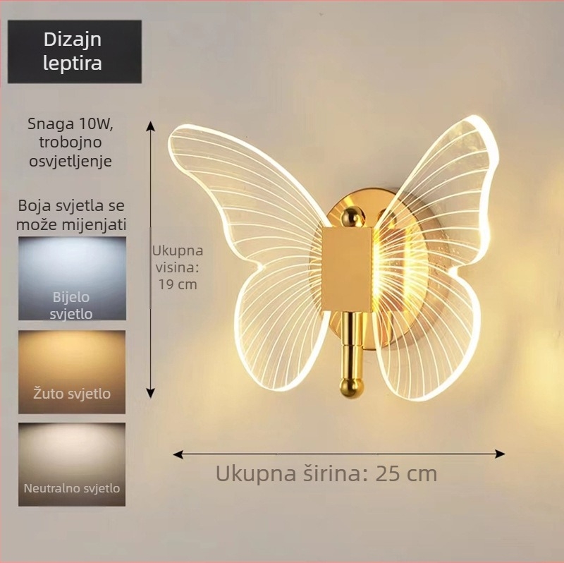 LED zidna lampica s leptirovim motivom, kineski retro stil, za spavaću sobu, dnevnu sobu i hodnik