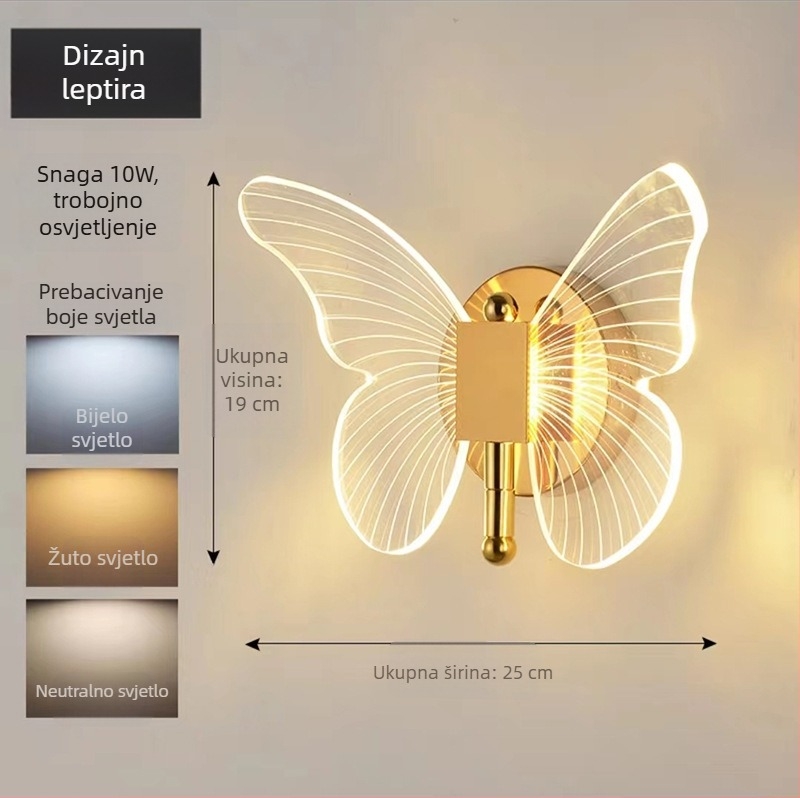LED zidna lampica s leptirovim motivom, kineski retro stil, za spavaću sobu, dnevnu sobu i hodnik