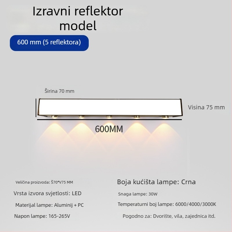 Vanjska vodootporna zidna svjetiljka za dvorište i vrt, zidno osvjetljenje za hodnik i balkon