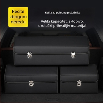 Kožna sklopiva kutija za skladištenje u prtljažniku automobila – univerzalni organizator s drškom