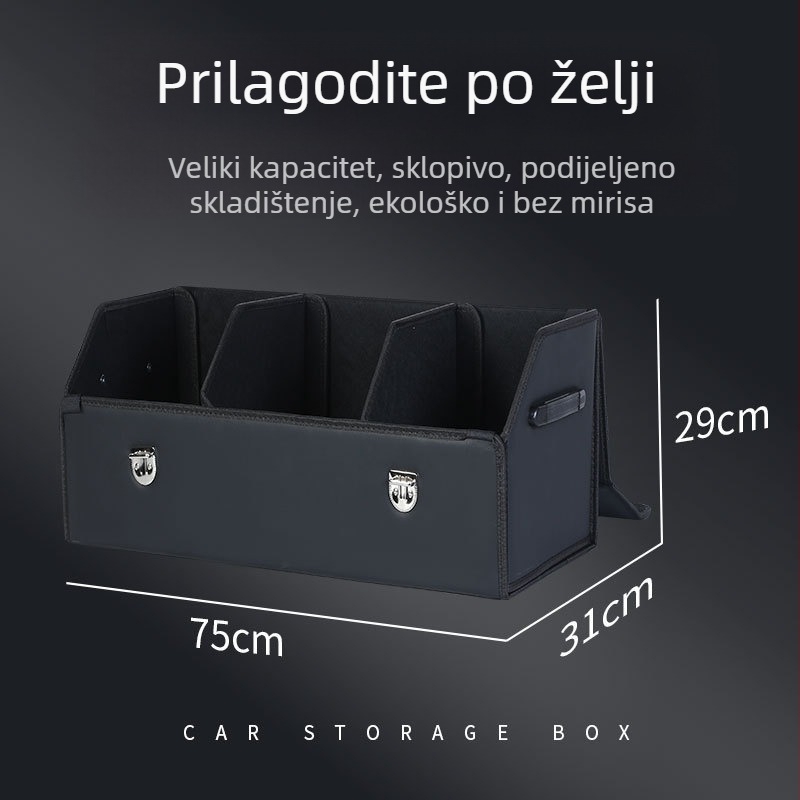 Kožna sklopiva kutija za skladištenje u prtljažniku automobila – univerzalni organizator s drškom