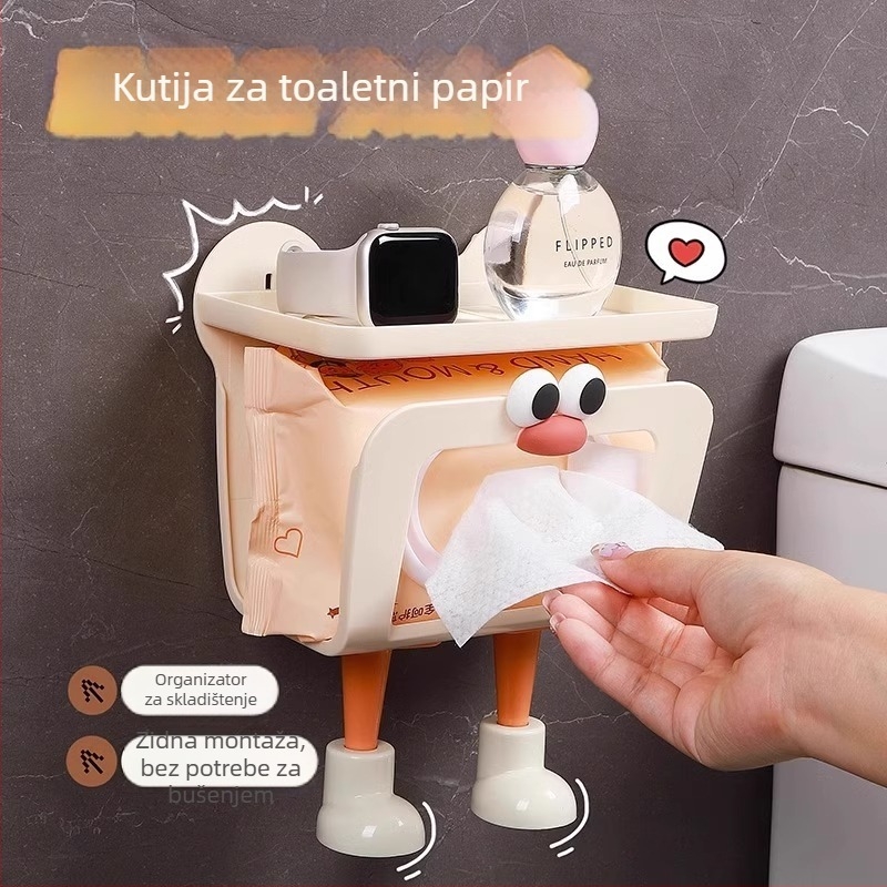 Zidna kutija za mokre maramice, bez bušenja, višenamjenska za kupaonicu i kuhinju
