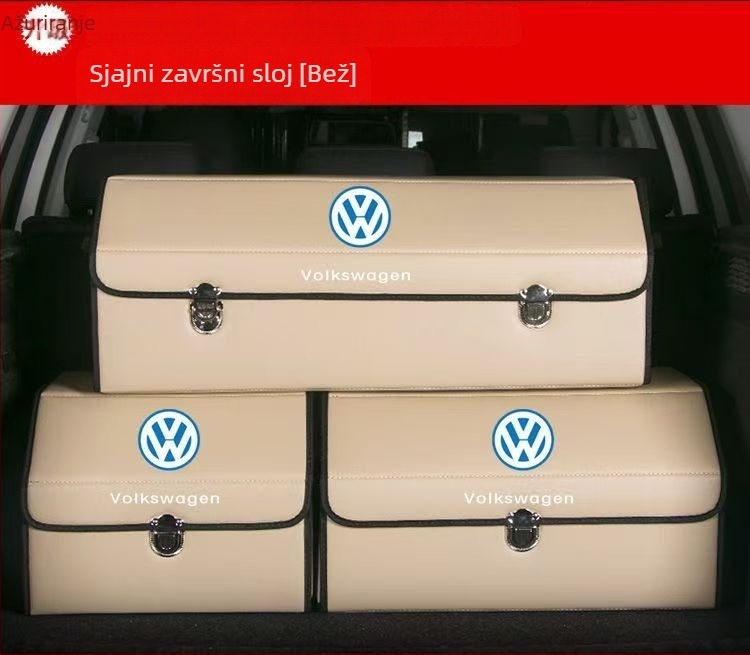 Kožni organizator prtljažnika automobila sa sklopivim drvenim pločama i pregradom