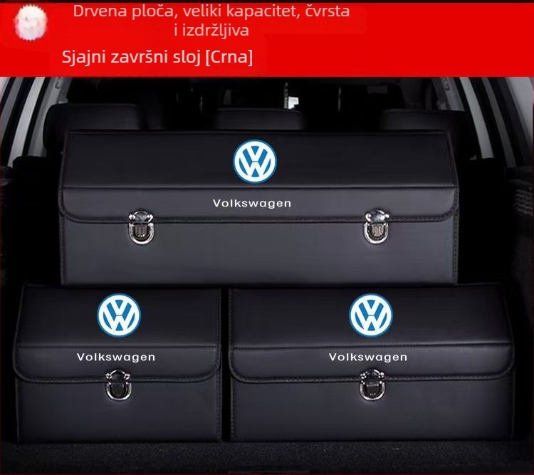 Kožni organizator prtljažnika automobila sa sklopivim drvenim pločama i pregradom