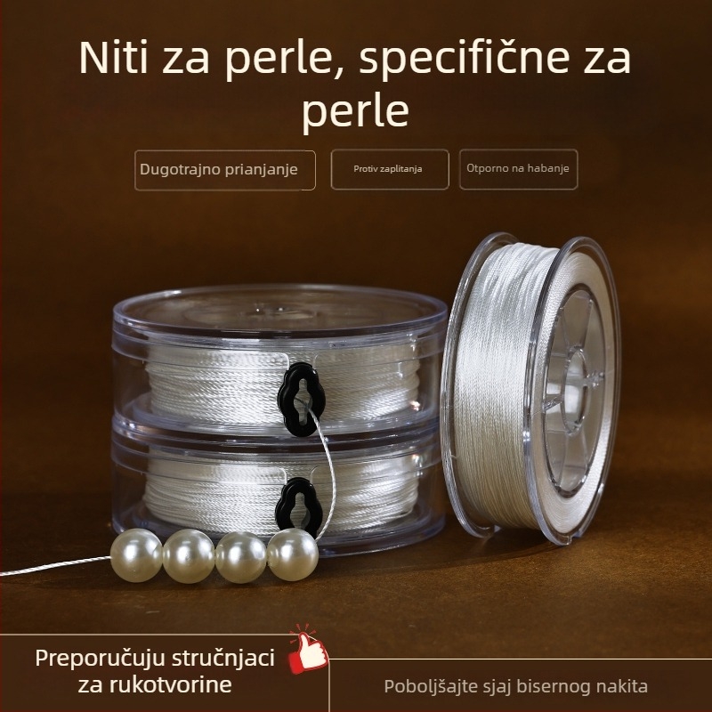 Konc za nanizavanje perli – tanak, otporan crveni ahat konac za DIY nakit