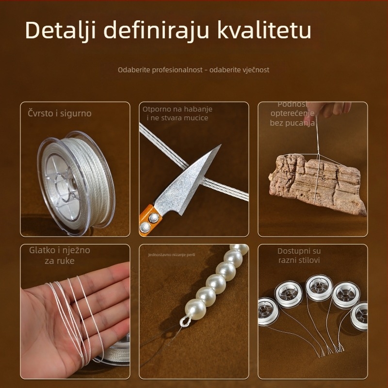 Konc za nanizavanje perli – tanak, otporan crveni ahat konac za DIY nakit