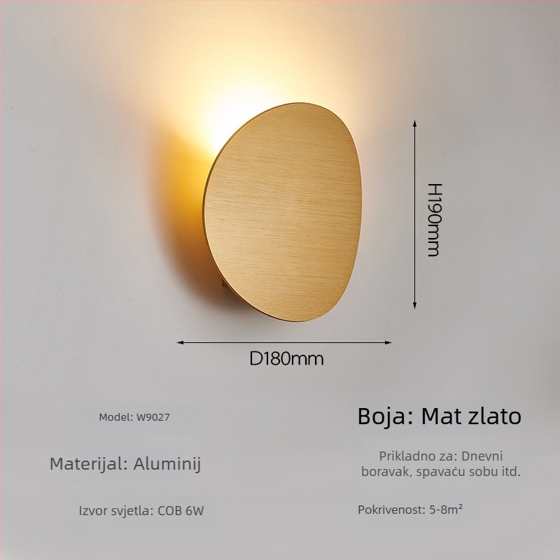 Skandinavska zidna lampa za spavaću sobu, kružni minimalistički dizajn, pogodna za dnevni boravak, pozadinu televizora, ured ili hodnik