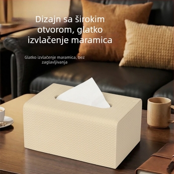 Kožna kutija za maramice s premium izgledom za kućnu upotrebu, pogodna za dnevni boravak, stol za kavu i blagovaonu.