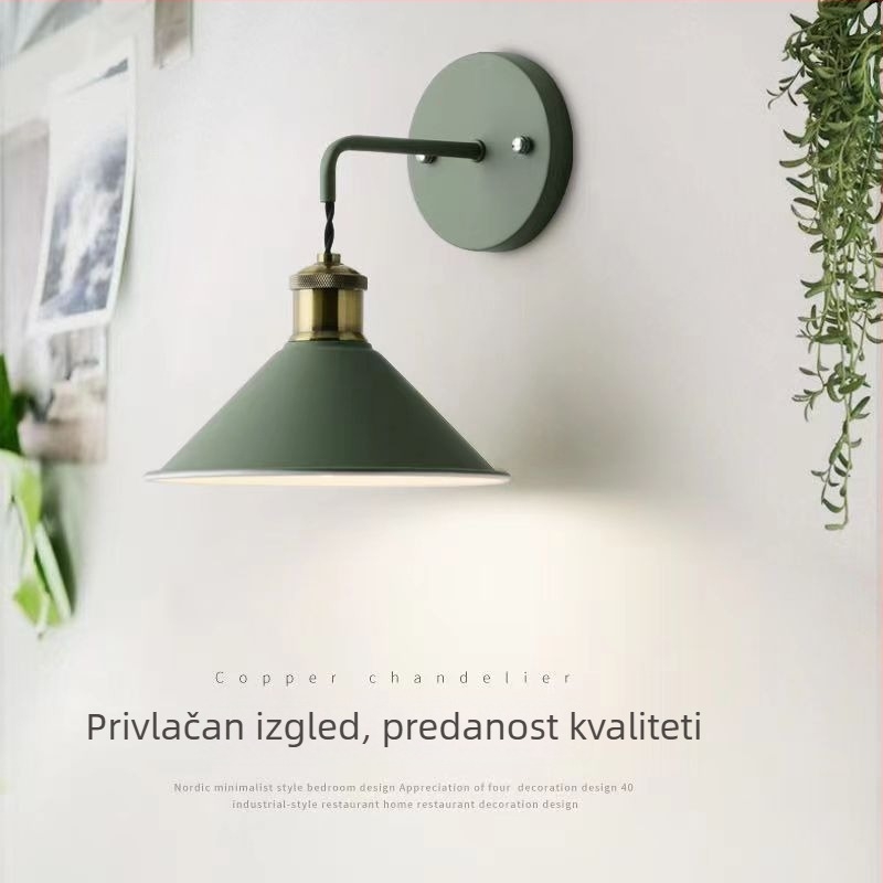 Nordijska inspirirana zidna lampa za spavaću sobu, šarena makaron-stil zidna svjetiljka, pogodna za hodnik i stepenice, minimalistička noćna lampica