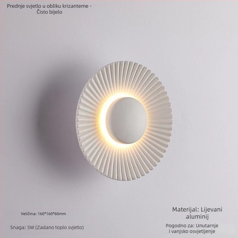 Zidna svjetiljka u obliku krizanteme za unutarnju i vanjsku upotrebu, aluminijsko kućište, IP65, 2 LED, 12W, 3000K/4000K/6000K