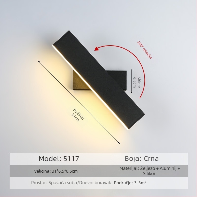 Nastavna lampa uz kreveta, moderni minimalistički stil, rotirajuća, nordijski dizajn, LED rasvjeta za dnevnu sobu i spavaću sobu