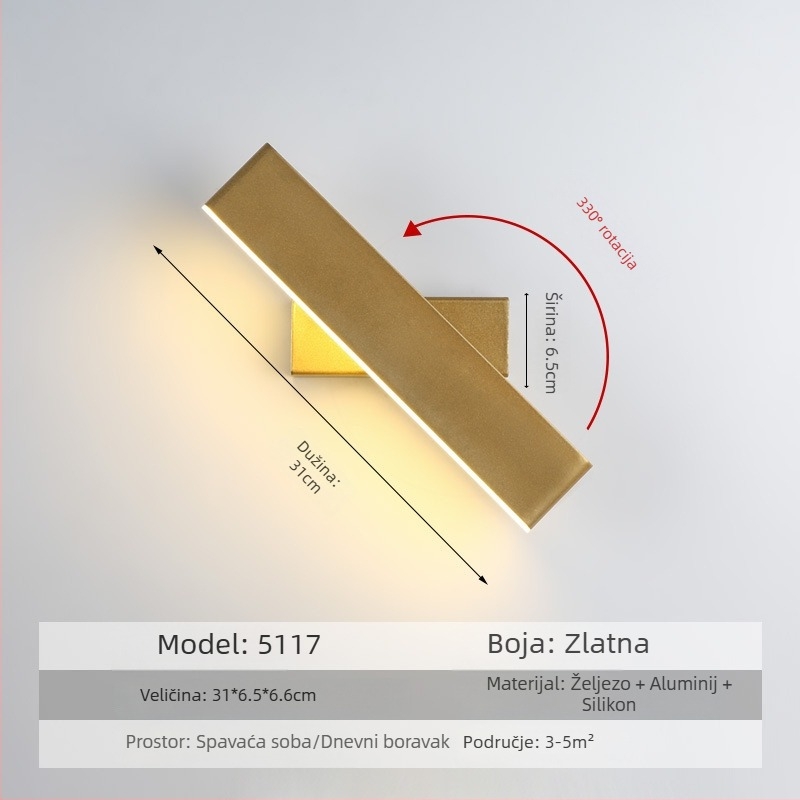 Nastavna lampa uz kreveta, moderni minimalistički stil, rotirajuća, nordijski dizajn, LED rasvjeta za dnevnu sobu i spavaću sobu