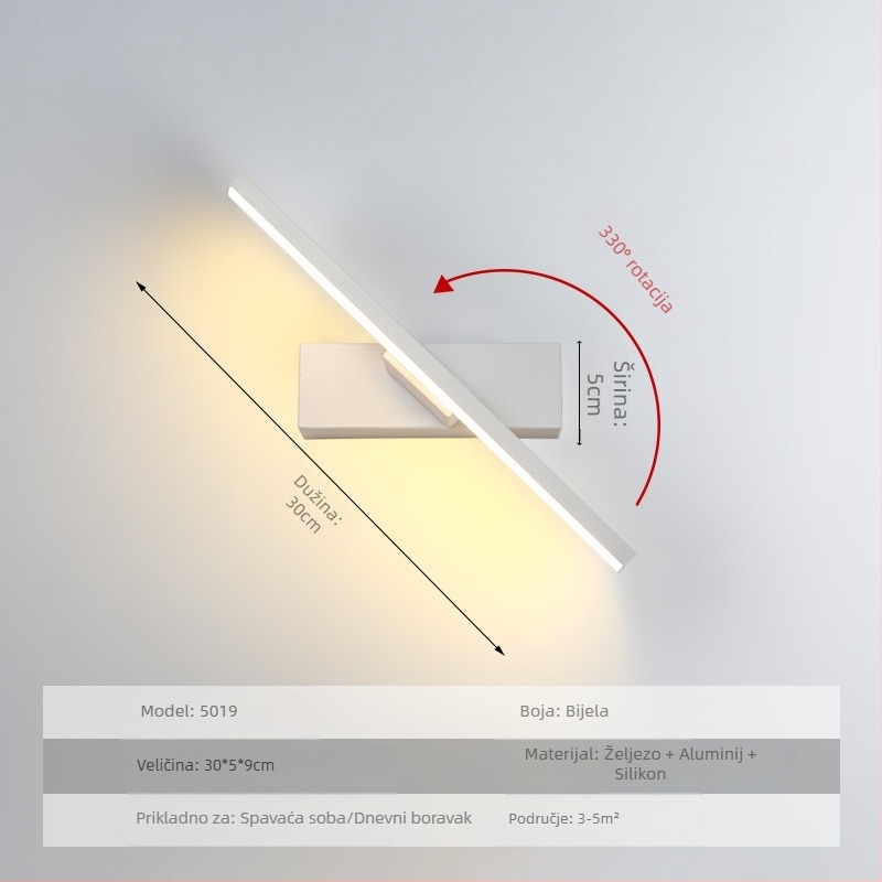 Nastavna lampa uz kreveta, moderni minimalistički stil, rotirajuća, nordijski dizajn, LED rasvjeta za dnevnu sobu i spavaću sobu