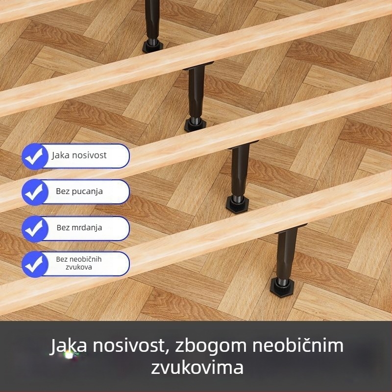 Prilagodljive noge kreveta s rotirajućim plastičnim stopicama i protukliznom masivnom drvenom podlogom