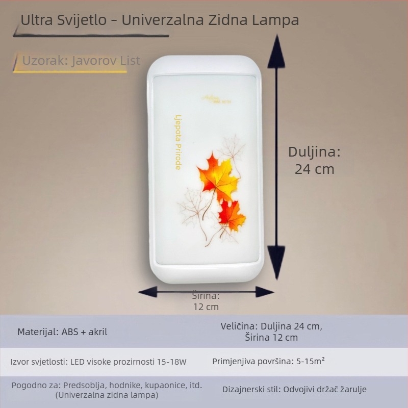 Stenska LED lampa za stubište i hodnik, vodootporna, minimalistički dizajn, za unutarnju i vanjsku uporabu