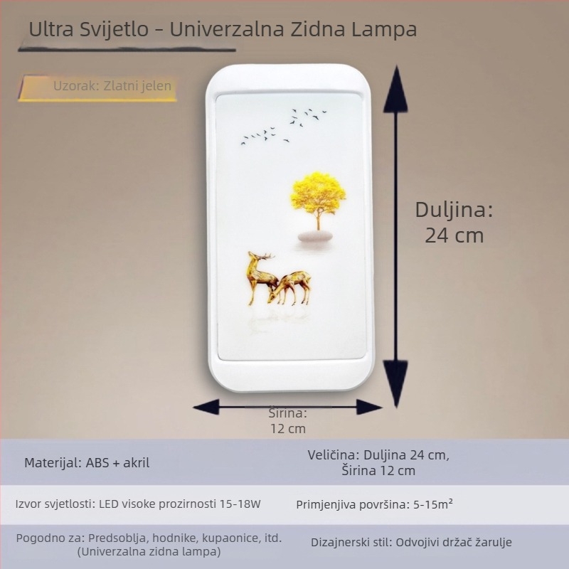 Stenska LED lampa za stubište i hodnik, vodootporna, minimalistički dizajn, za unutarnju i vanjsku uporabu