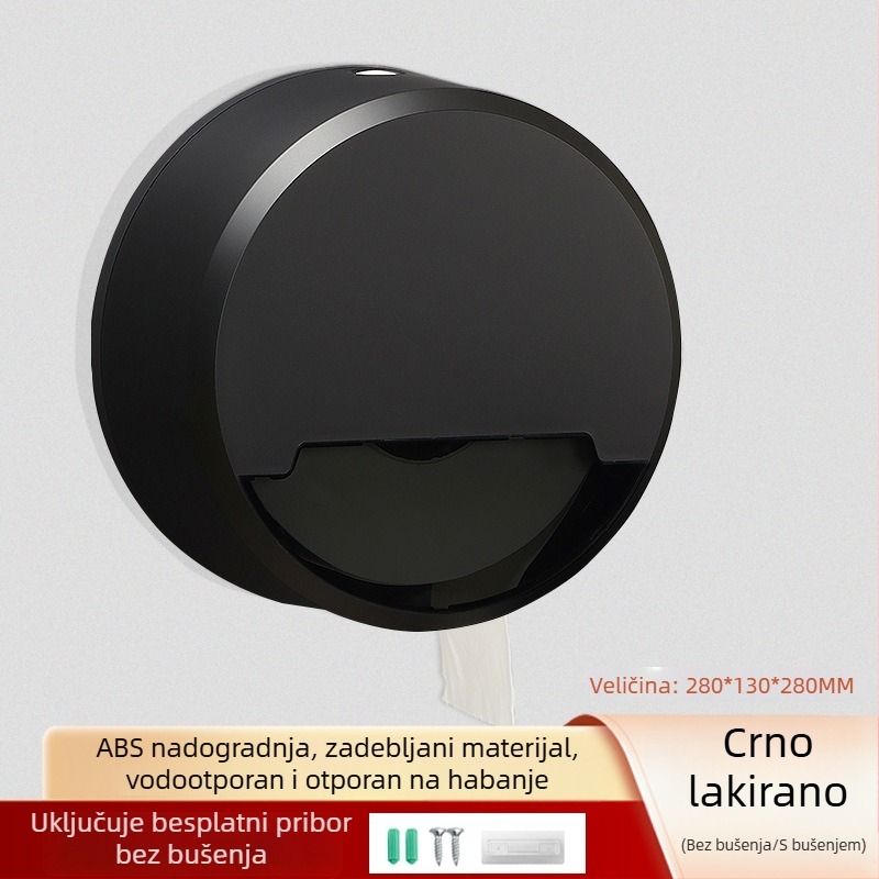 Zidni držač za velike role toaletnog papira, pogodan za kupaonice i hotele