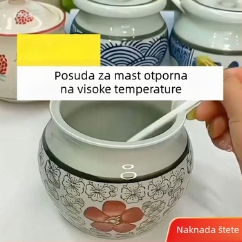 Keramička kuhinjska posuda s poklopcem za sol, šećer, čili ulje i svinjska mast