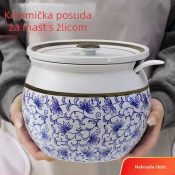 Keramička kuhinjska posuda s poklopcem za sol, šećer, čili ulje i svinjska mast