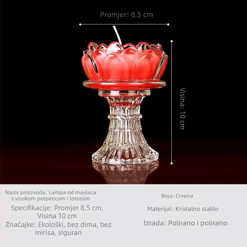 Lotusova 24-satna maslena lampa za kućnu upotrebu, bezdimna svijeća u otpornoj staklenci, aromaterapijska svijeća, hramova ponuda, dugotrajna Buddha lampa