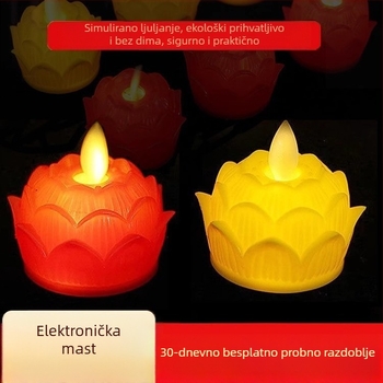 LED lotus svjetiljka s električnom svjećicom, plamen koji se njiše, za štovanje Bude, crvena dekorativna lampica, novi model