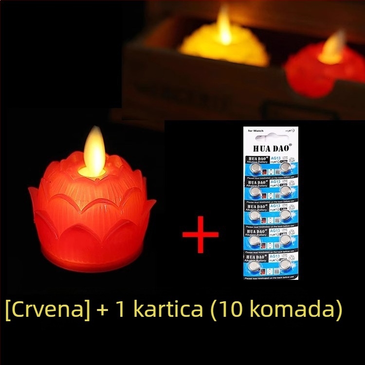 LED lotus svjetiljka s električnom svjećicom, plamen koji se njiše, za štovanje Bude, crvena dekorativna lampica, novi model