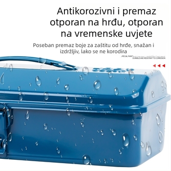 Metalna kutija za alate, velika, ojačana, industrijskog ranga, višenamjenska za kućnu upotrebu, nehrđajući čelik, za popravke automobila.