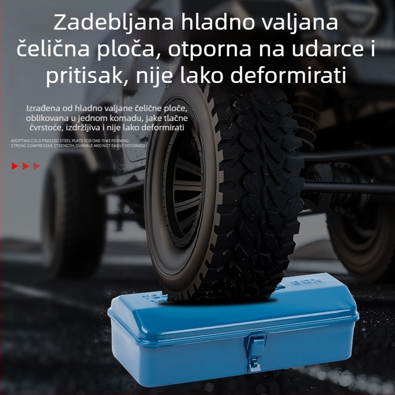 Metalna kutija za alate, velika, ojačana, industrijskog ranga, višenamjenska za kućnu upotrebu, nehrđajući čelik, za popravke automobila.